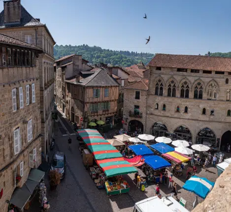 Vue aérienne de Figeac, dans le Lot